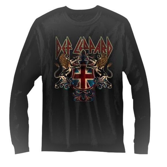 Def Leppard Defcrest Logo metal rock l/s Official T-Shirt L/XL fits XL NWT - Picture 1 of 3